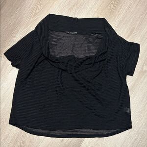 Maurice’s Plus Size See Thru Black Short Sleeve Top Wide Dip Neck Sz 2